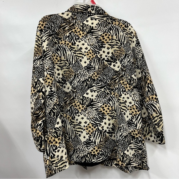 Notations animal print button down leopard tiger xl blouse attached black tank - Picture 5 of 14